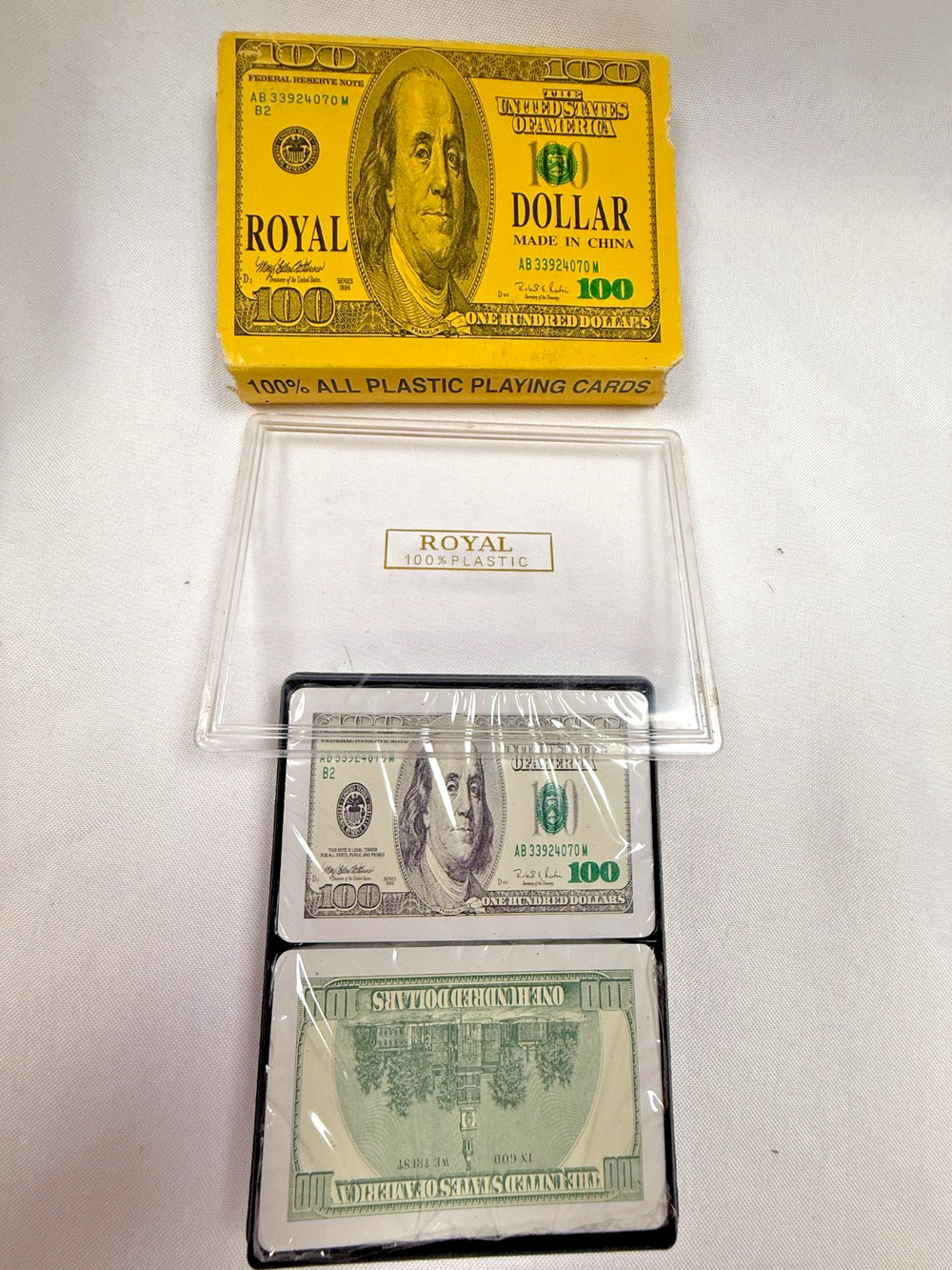 Royal 100 Dollar Bill Novelty Playing Cards Sealed Deck Plastic Poker Cards